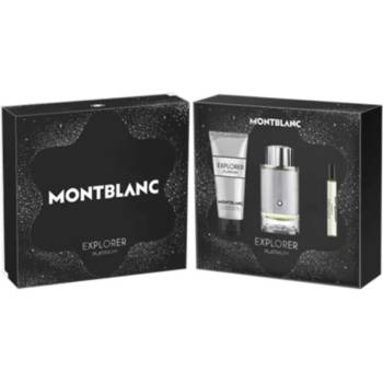 Mont Blanc Explorer Platinum Подаръчен комплект, Парфюмна вода 100 ml + Парфюмна вода 7.5ml + Душ гел 100ml, мъже