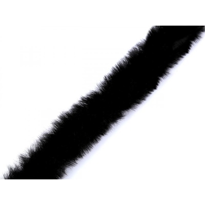Všívacia odevná / dekoračná kožušina okrúhla šírka 1,5 cm - 1 m 11 čierna