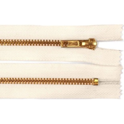 Zdrhovadlo zip mosazný 16cm nedělitelný 6mm sv. krémová