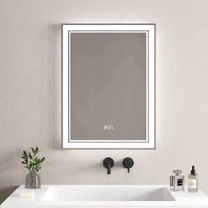 Inter Ceramic Огледало с LED осветление и против замъгляване Inter Ceramic, 60x80 см, правоъгълно, с бяла рамка (1814)