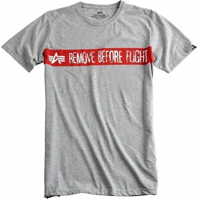 Alpha Industries tričko Remove Before Flight šedé