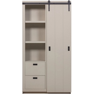 vtwonen Сиво-бежово шкафче от масивен бор с плъзгащи се врати 122x230x37 cm Slide - vtwonen (378566-DU)