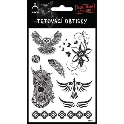 Černé tetovací obtisky Sova