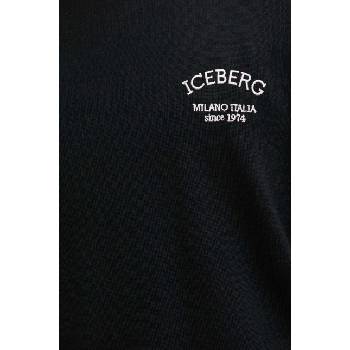 Iceberg Вълнен пуловер Iceberg мъжки в черно от лека материя с поло A006 9005 (A006.9005)