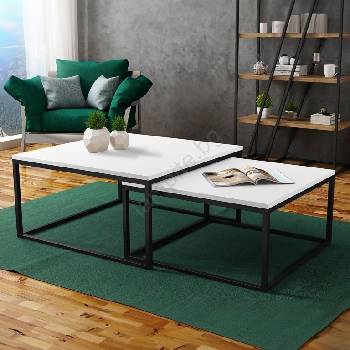 Mirjan24 К-кт 2x Масичка за кафе DUAL бял/черен (MJ0135)