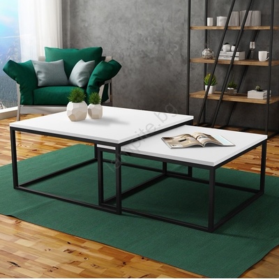 Mirjan24 К-кт 2x Масичка за кафе DUAL бял/черен (MJ0135)