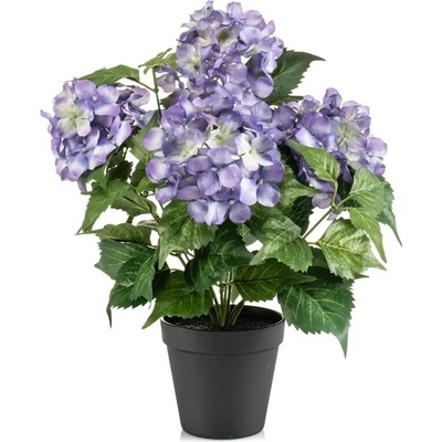 Umelá kvetina Hortenzia modrá v kvetináči, 38cm