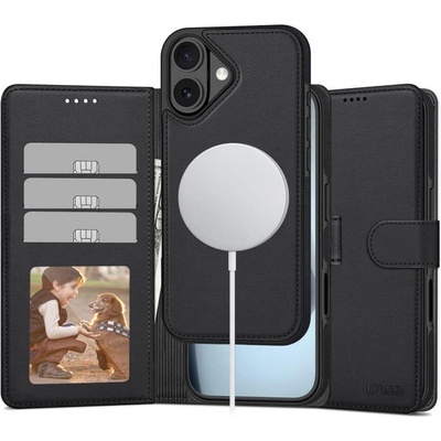 Tech-Protect Magsafe Кожен Калъф с Джобове за iPhone 17, Tech-Protect Wallet Book Case, Черен (5906302330379)