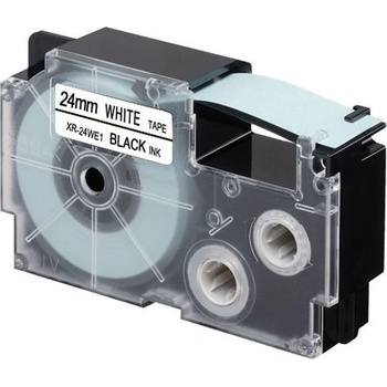 Pro Casio Съвместима лента с Casio XR-24WE1, 24mm x 8m, черен печат / бял фон (XR-24WE)