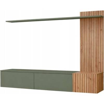 Sconto Obývacia stena SOLO šalviová/dub hickory
