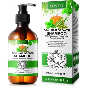 Aliver 3 IN 1 Rosemary + Peppermint + Pumpkin Seed Oil Shampoo šampón 300 ml