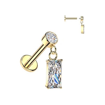 Šperky4U Zlacený piercing do ucha labreta LB1148-GD