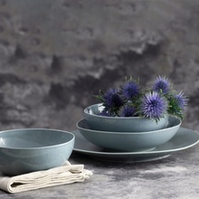 AMBITION Modrý porcelánový jídelní servis Organic pro 6 osob 30 dílů