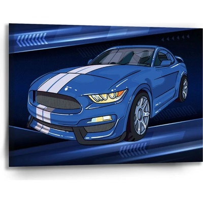 Sablio Obraz Mustang Modré pozadie s pruhmi - 90x60 cm