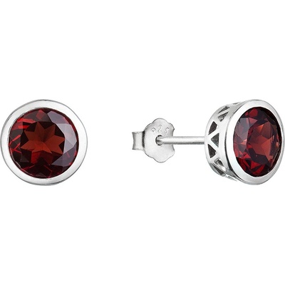 Pavona stříbrné náušnice luxusní s pravými minerálními kameny rudé 11486.3 garnet