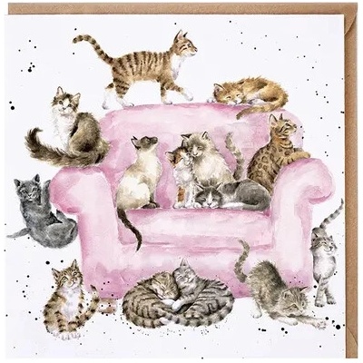 Wrendale Designs Přání Wrendale Designs "Cattitude ", 15x15 cm - Kočky na sedačce