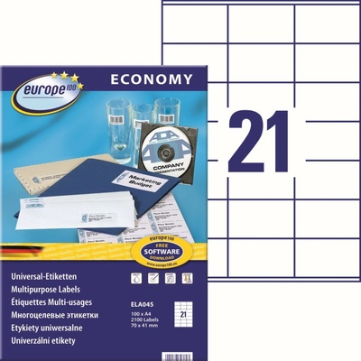 Avery Europe100 ELA045 Samolepicí 70x41 mm 2100 ks bílé