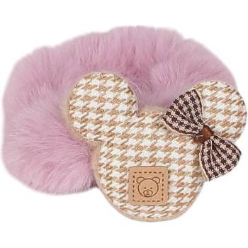 Пухкав ластик за коса в цвят пепел от рози с Мини Маус и панделка