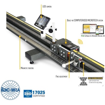 MIROTECH Калибриращ хоризонтален стенд за калибриране на линии оборудван с компютъризирана система за измерване на микрони Microtech 258030003, 0-3000 mm, 0.01 mm, ±0, 020+L/40 mm (258030003)