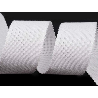 Kanavný pás šíře 50 mm zoubkovka bílá přírodní 1 m