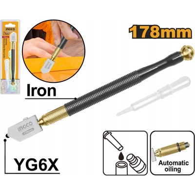 Rezák skla olejový 178mm YG6X, Ingco