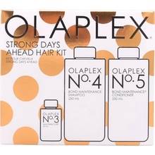 Olaplex Strong Days Ahead Hair Kit obnovující šampon pro všechny typy vlasů 250 ml + posilující kondicionér pro hydrataci a lesk 250 ml + ošetřující péče pro poškozené a křehké vlasy 50 ml kosmetická