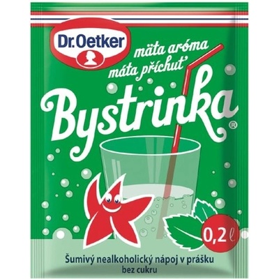 Dr. Oetker Bystrinka Šumivý nealkoholický nápoj v prášku bez cukru mäta aróma 8 g