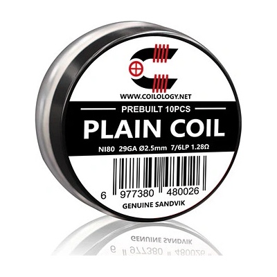 Coilology Předmotané spirálky Sandvik Plain Coil Ni80 10ks 1,28ohm