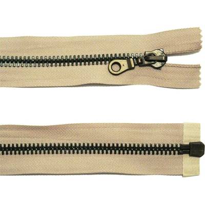 Kovový zip no.8 rozepínací 80cm béžový (staromosazné zoubky) silný zip