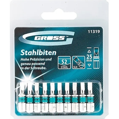 GROSS КОМПЛЕКТ БИТОВЕ sl 4.0х25мм СТОМАНА s2 10бр (11319)