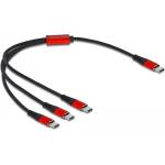 Delock USB кабел 3 в 1 Type-C към 3x Type-C 30см черен/червен (86712)