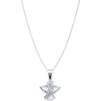 Biju Řetízek z chirurgické oceli+přívěsek, anděl se zirkony 3001034