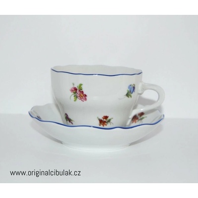Český porcelán Dubí Šáoek a podšálok C Hádzanka MODRÁ linka 200 ml