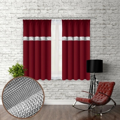 Mondo Italia Závěs na řasící pásce se zirkóny 140x160 cm bordó Bordó 140x160 cm