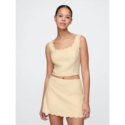 GAP Lněný crop top Žlutá