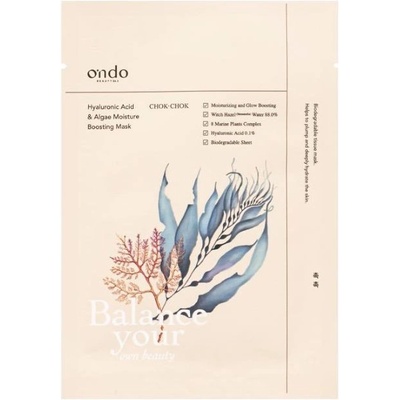 Ondo Beauty 36.5 Лист маска за лице Hyaluronic Acid & Algae, 25 ml