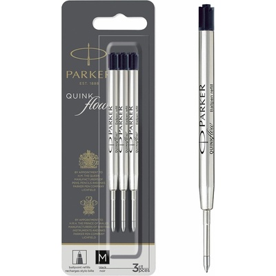 Parker 1502/0219151 Náplň QuinkFlow pre guľôčkové perá M čierna 3 ks