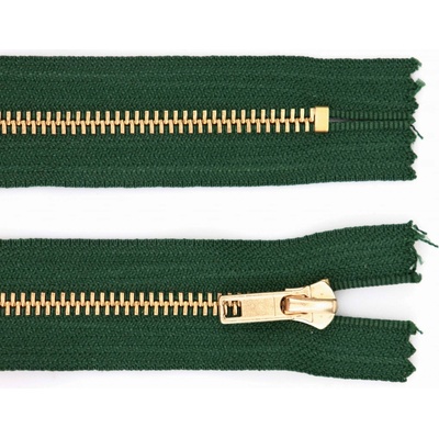 Pro Háčkování Kovový zip nedělitelný 8 cm, Ø 6 mm lahvově zelená