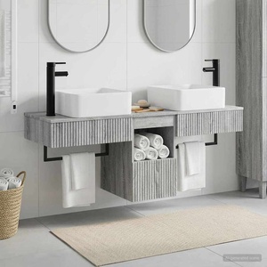 vidaXL Комплект шкафове за баня 3 бр. Сив Сонома 53 x 35 x 39 см (3405613)