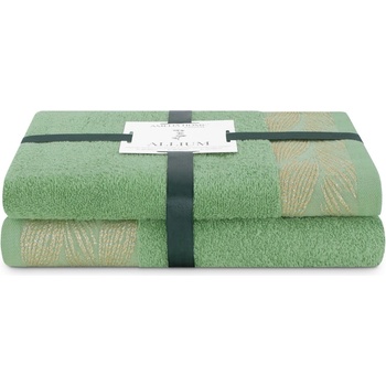 Restilo Светлозелени памучни хавлии и кърпи за баня в комплект от 2 бр. от тери Allium - Restilo (120010789)