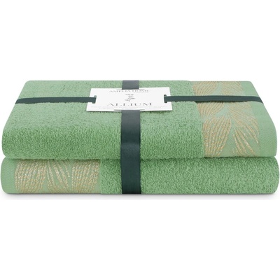 Restilo Светлозелени памучни хавлии и кърпи за баня в комплект от 2 бр. от тери Allium - Restilo (120010789)