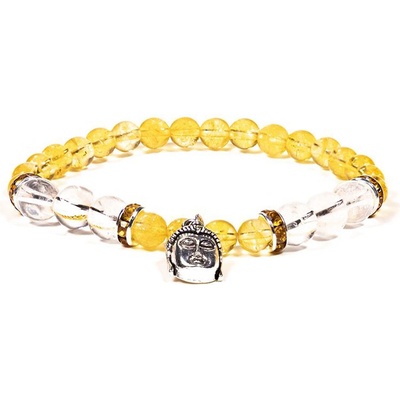 Milujeme Kameny citrín + křišťál s přívěskem Buddhy kulička NK66