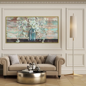 Decono Картина Ваза с Бели Цветове