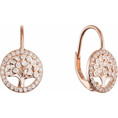 PAVONA Pozlátené strieborné náušnice strom života so zirkónmi 11713.1 rose gold