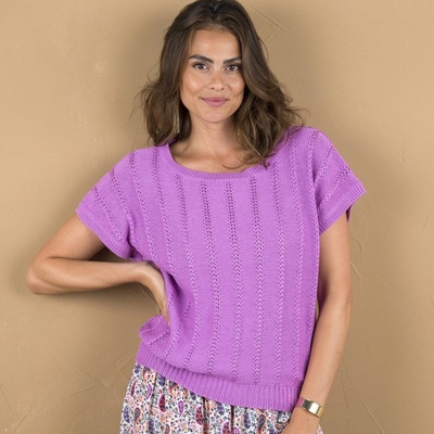 Tričko s krátkými rukávy, z úpletu se vzorem šeříková