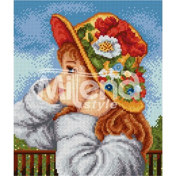 Image 1 of Milena Style Момиче с шапка - гоблен с щампа без конци