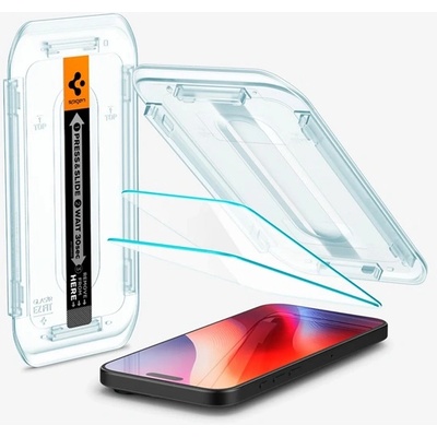 Spigen iPhone 16 Pro SPIGEN EZ FIT HD екранен протектор стъкло 2бр 2.5D, 9H + рамка, TRANSFER AGL07928 (AGL07928)