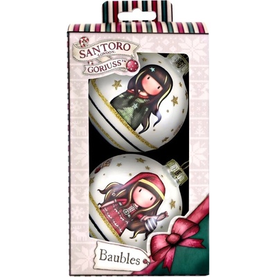Santoro Gorjuss Комплект от 2 бр Коледни играчки за елха Santoro Gorjuss Mеrry and Bright (1241GJ01)