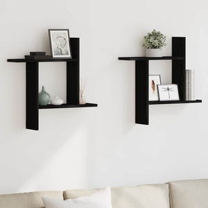 vidaXL Стенни рафтове, 2 бр. , черен дъб, 50x12x50 см, инженерно дърво (868068)