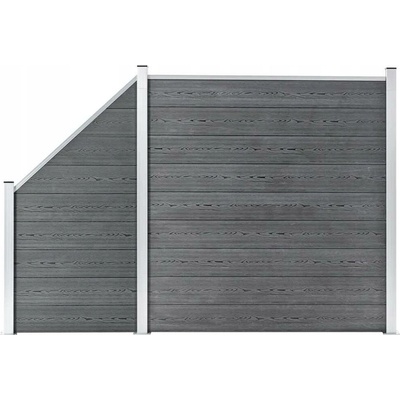 vidaXL Plotová sada z WPC 1 čtvercový + 1 šikmý díl 273 x 186 cm šedá